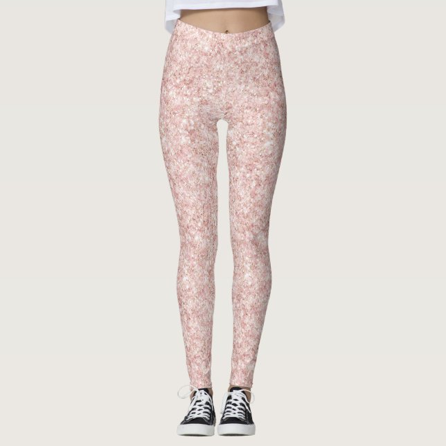 Glänzendes Rosa Glitter  Leggings (Vorderseite)