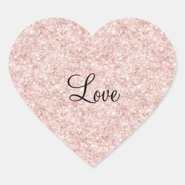 Glänzendes Rosa Glitter Liebe Herz-Aufkleber (Vorderseite)