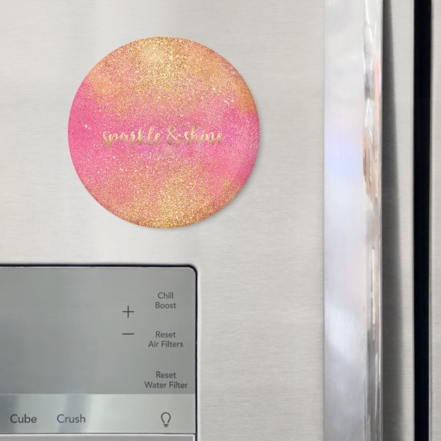 Glänzendes Rosa Gold Funkeln und Strahlen Magnet (In Situ (Kühlschrank))