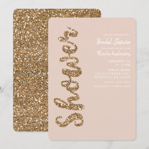 Glänzendes Rosa Gold Rouge Glamour Brautparty Einladung