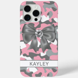 Glänzendes Rosa Graues Tarnmuster Personalisiert Case-Mate iPhone Hülle