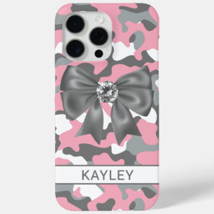 Glänzendes Rosa Graues Tarnmuster Personalisiert Case-Mate iPhone Hülle