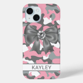 Glänzendes Rosa Graues Tarnmuster Personalisiert Case-Mate iPhone Hülle