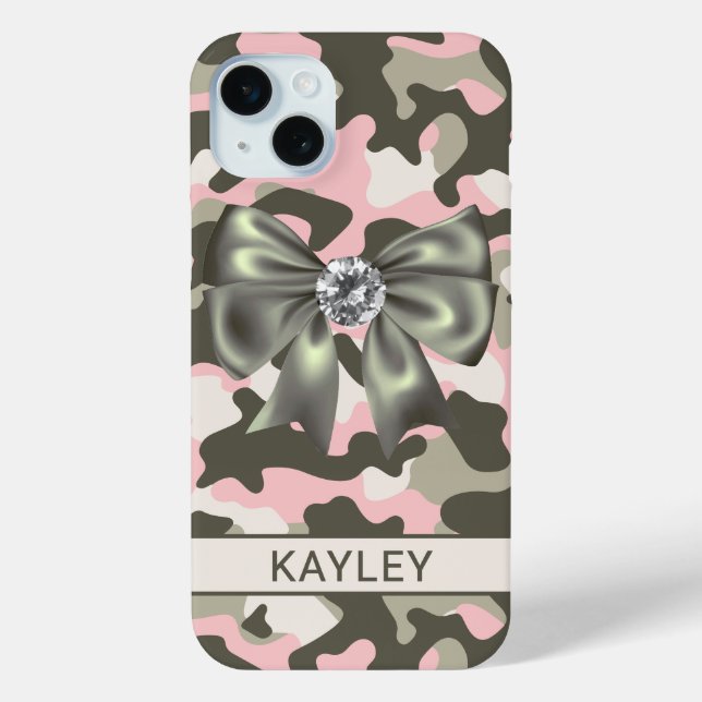 Glänzendes Rosa Grün Tarnung Personalisiert Case-Mate iPhone Hülle (Rückseite)
