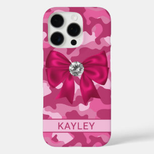 Glänzendes Rosa-Tarnmuster Personalisiert iPhone 16 Pro Hülle