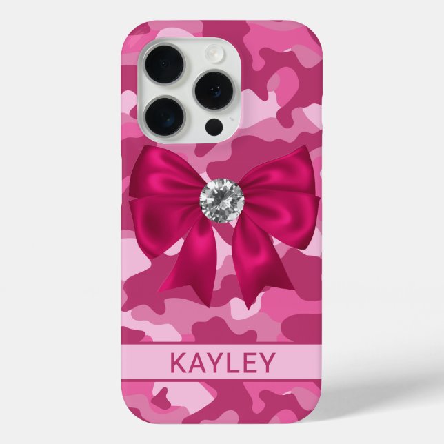 Glänzendes Rosa-Tarnmuster Personalisiert Case-Mate iPhone Hülle (Rückseite)