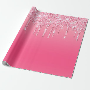 Glänzendes rosa tropfendes Geburtstags-Hochzeitsdu Geschenkpapier