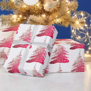 Glänzendes rosa Weihnachtsbaum-Geschenkpapier Geschenkpapier