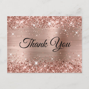 Glänzendes Roségold-Folie 60. Geburtstag Danke Postkarte