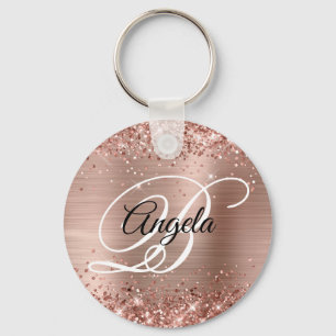 Glänzendes Roségold-Folie-Fancy-Monogramm Schlüsselanhänger