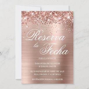 Glänzendes Roségold-Folie Foto Reserva La Fecha Einladung