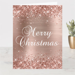 Glänzendes Roségold-Folie Frohe Weihnachten Karte