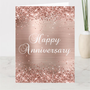 Glänzendes Roségold Frohes Hochzeitjubiläum Karte