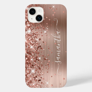 Glänzendes Roségold Glam Modernes Mädchenhaftes De Case-Mate iPhone 14 Plus Hülle