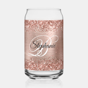 Glänzendes Roségold Glamour Fancy Monogramm Dosenglas