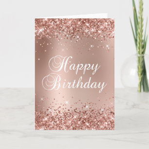 Glänzendes Roségold Glamour Gradient Frohe Geburts Karte