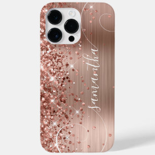 Glänzendes Roségold Glamour Lockiges Signature Case-Mate iPhone 14 Pro Max Hülle