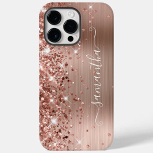 Glänzendes Roségold Glamour Modernes Mädchenhaftes Case-Mate iPhone 14 Pro Max Hülle