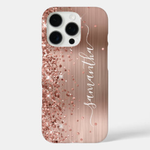Glänzendes Roségold Metallisches Mädchenhaftes Sig iPhone 16 Pro Hülle