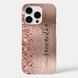 Glänzendes Roségold Metallisches Mädchenhaftes Sig iPhone 16 Pro Hülle