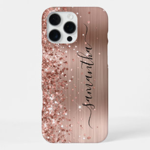 Glänzendes Roségold Metallisches Mädchenhaftes Sig iPhone 16 Pro Max Hülle