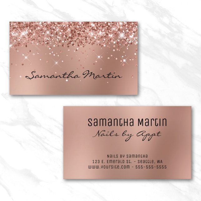 Glänzendes Roségold mit Unschärfe Visitenkarte (Glittery Rose Gold Blur Business Card)