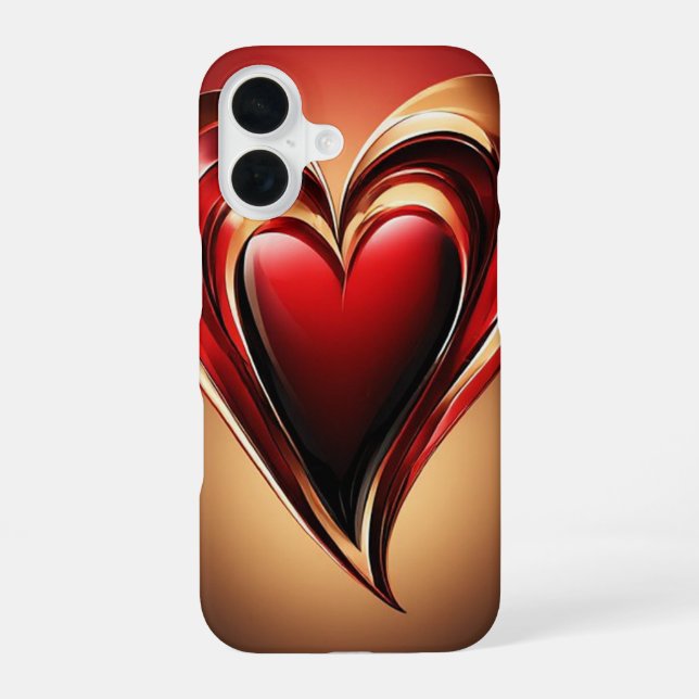 Glänzendes rotes Herz mit dunklem romantischen Sch iPhone 16 Hülle (Rückseite)