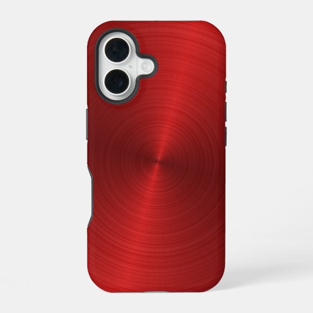Glänzendes rotes Metallic-Design iPhone 16 Hülle (Rückseite)