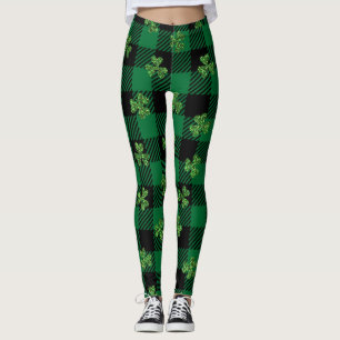 Glänzendes Shamrock-Karo  Leggings