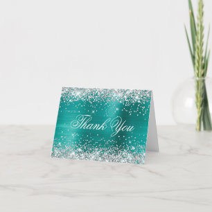 Glänzendes Silber-Faux-Glitter-Aquateel-Folie Dankeskarte