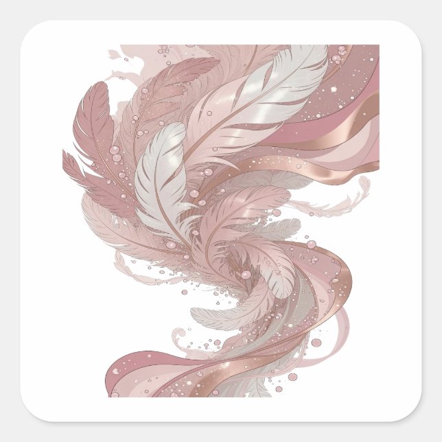 Glänzendes Silber FEDERN IM WIND Sticker Grafik (Vorderseite)
