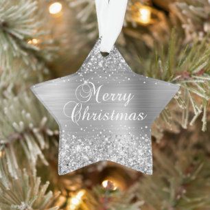 Glänzendes Silber Frohe Weihnachten Ornament