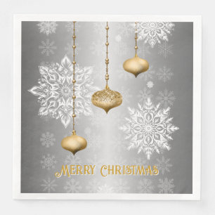 Glänzendes Silber Frohe Weihnachten  Serviette