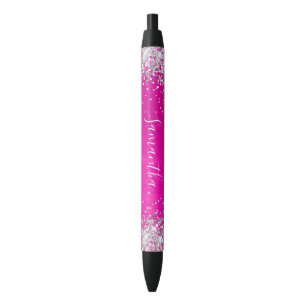 Glänzendes Silber Glitter Hot Pink Ombre Folie Kugelschreiber