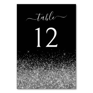Glänzendes Silber Glitter Schwarze elegante Kallig Tischnummer