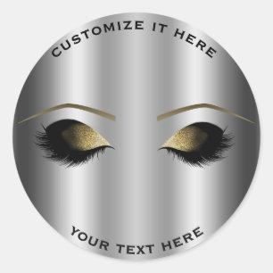 Glänzendes Silber Gold Make-up Wimpern Glamour Maß Runder Aufkleber