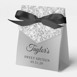 Glänzendes Silber Ombre Glam Sweet Sixteen Geschenkschachtel