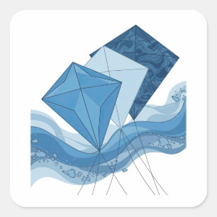 Glänzendes Silber-WATERFALL-Aufkleber-Grafik Quadratischer Aufkleber