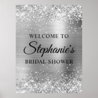 Glänzendes silbernes Faux-Folie-Bridal-Shower-Will