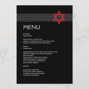 Glänzendes Stern-Bar/Schläger Mitzvah Menü Menükarte