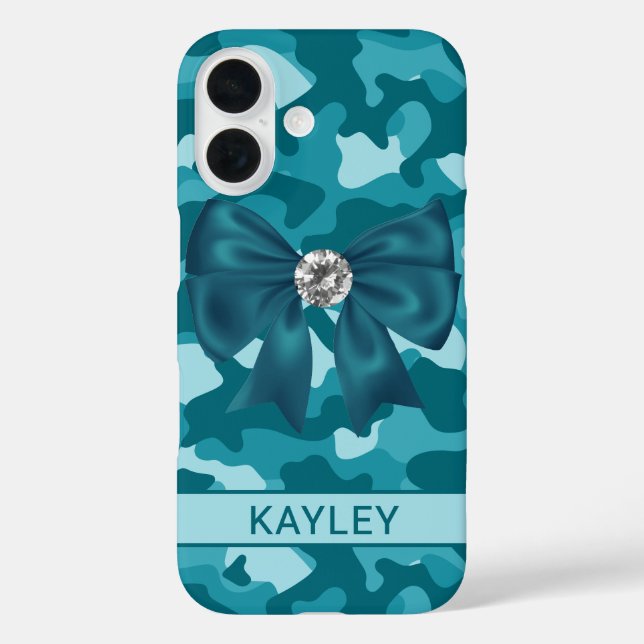 Glänzendes Türkis-Tarnmuster Personalisiert Case-Mate iPhone Hülle (Rückseite)