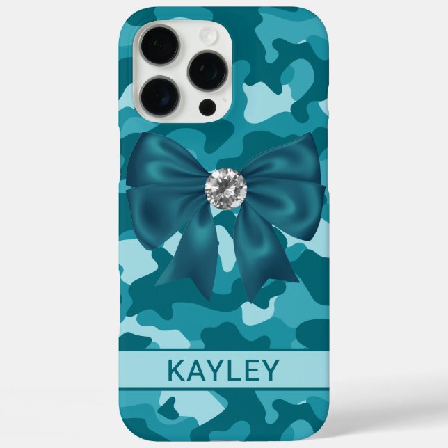 Glänzendes Türkis-Tarnmuster Personalisiert Case-Mate iPhone Hülle (Rückseite)