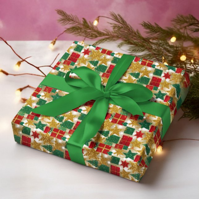 Glänzendes Weihnachtsmuster Geschenkpapier (Von Creator hochgeladen)