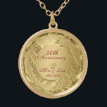 GlanzGold 50. Hochzeitstag Vergoldete Kette<br><div class="desc">Elegante goldene Farbtöne mit blumengeschmückten Rahmen mit 2 Herzen ,  Gold 50. Hochzeitstag. Es kommt in Silbertönen.</div>
