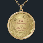 GlanzGold 50. Hochzeitstag Vergoldete Kette<br><div class="desc">Elegante goldene Farbtöne mit blumengeschmückten Rahmen mit 2 Herzen ,  Gold 50. Hochzeitstag. Es kommt in Silbertönen.</div>