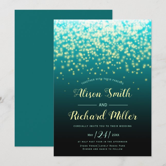 Glanzlichter aquamariner blauer Winter Einladung z (Vorne/Hinten)