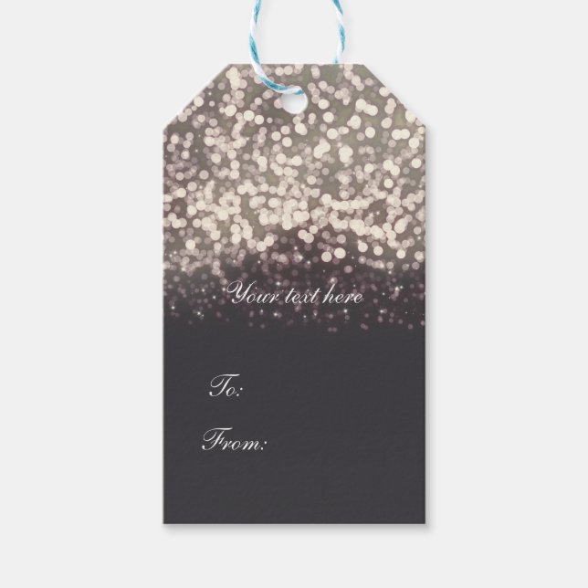 Glanzlichter Romantischer Grau Moderner Glanz Geschenkanhänger (Vorderseite)