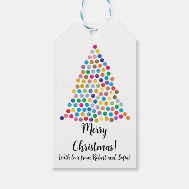 Glanzmehrfarbiger Weihnachtsbaum Geschenkanhänger (Vorderseite)