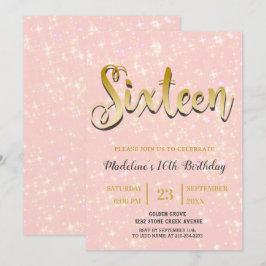 Glanzrosa | Süß 16 Einladung