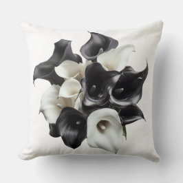 🖤 🤍 Glanzstrauß von Schwarzen und Weißen Lys Kissen